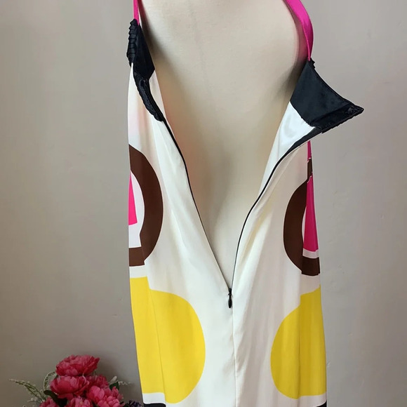 SUE WONG Retro 60s 70s Silk Dress Mod Hippie Cocktail Party, Size 12 - Picture 8 of 13